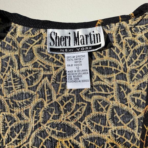 Gold leaf print cropped short sleeve cardigan Y2K bohemian hippie - Picture 6 of 6